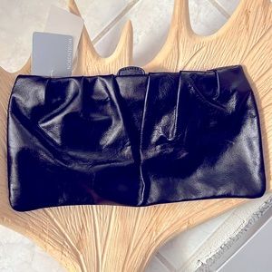 NWT Nordstrom Black Leather Clutch Bag
